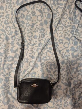 COACH Black Leather Crossbody Camera Bag